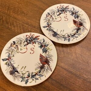 Lenox Winter Greetings Salad Plates Catherine McClung Approx. 8.125" Set of 2‎